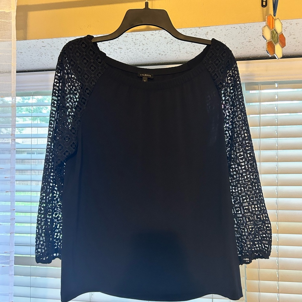 Talbots Blue Blouse with 3/4 Sleeves